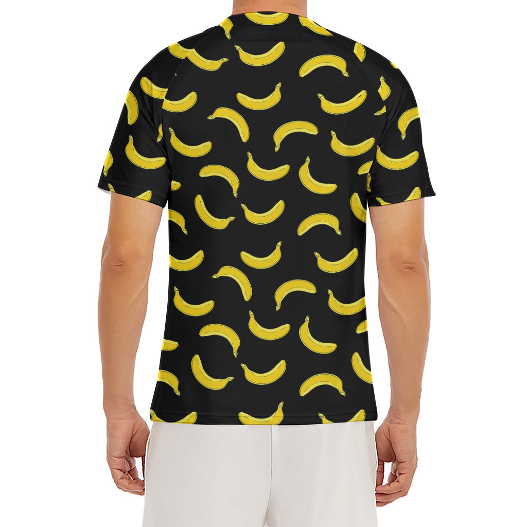 Black And Yellow Banana Pattern Print Men's Short Sleeve Rash Guard