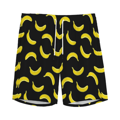 Black And Yellow Banana Pattern Print Men's Sports Shorts