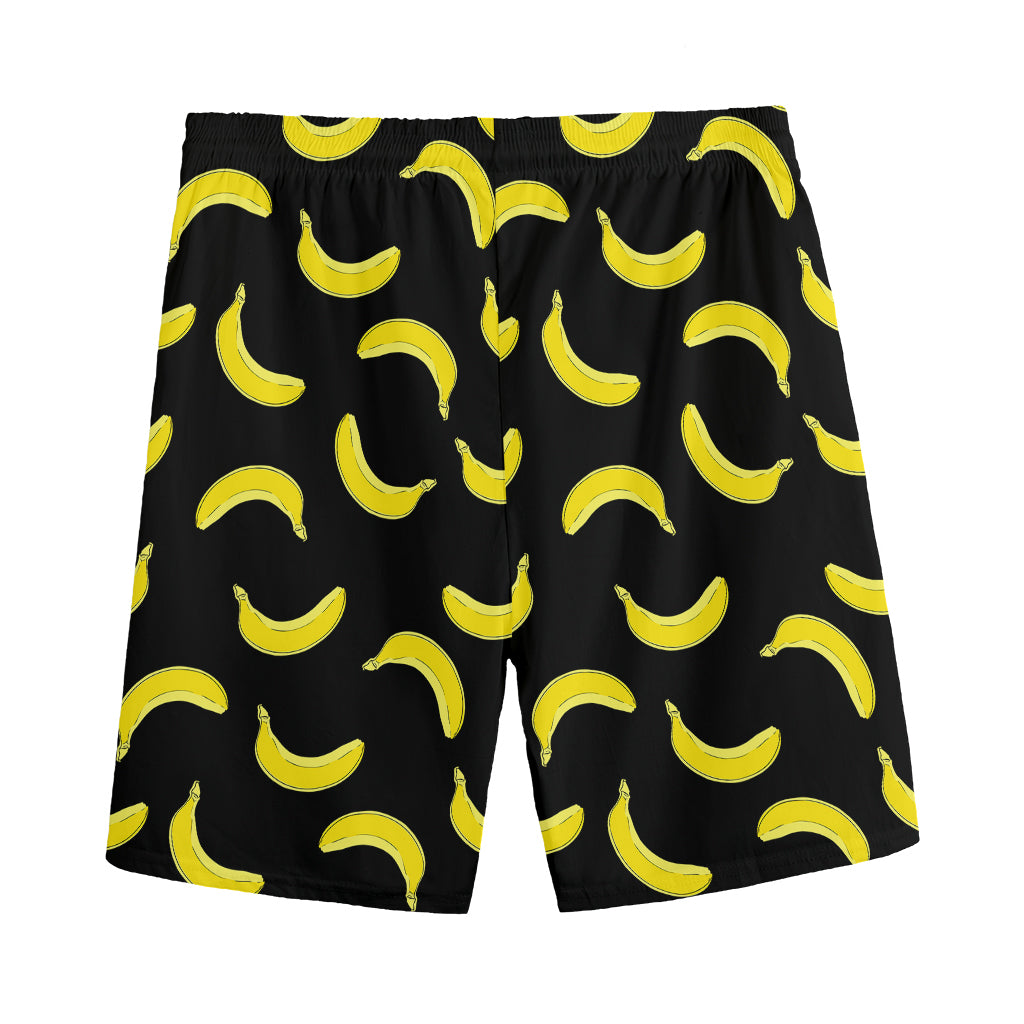 Black And Yellow Banana Pattern Print Men's Sports Shorts