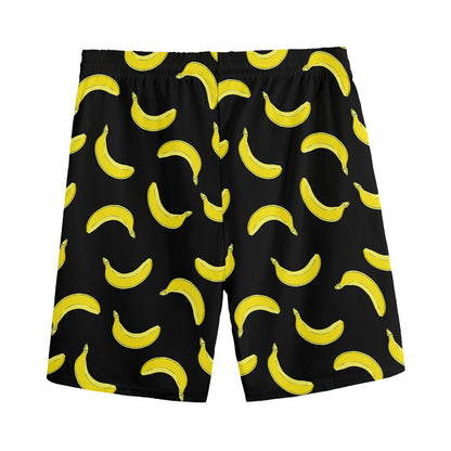 Black And Yellow Banana Pattern Print Men's Sports Shorts