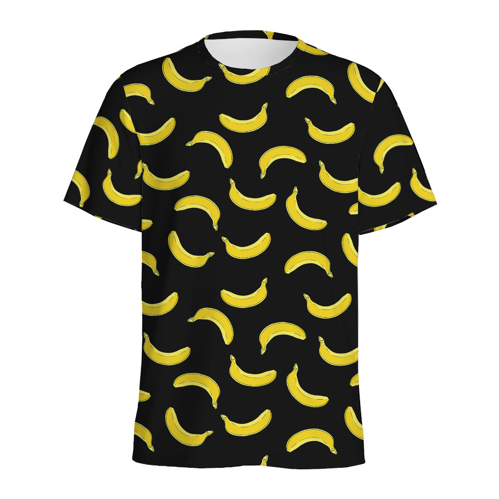 Black And Yellow Banana Pattern Print Men's Sports T-Shirt