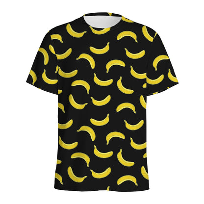 Black And Yellow Banana Pattern Print Men's Sports T-Shirt