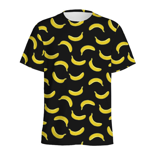 Black And Yellow Banana Pattern Print Men's Sports T-Shirt