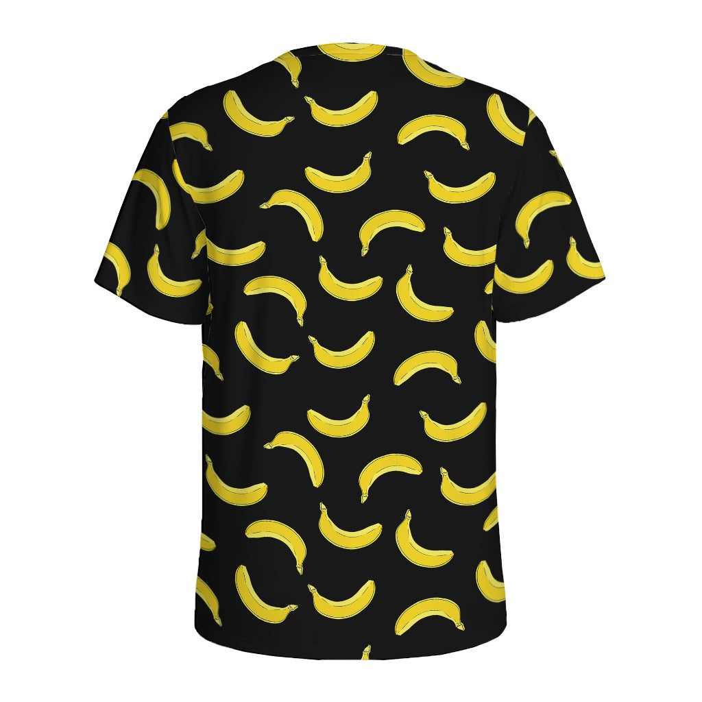 Black And Yellow Banana Pattern Print Men's Sports T-Shirt