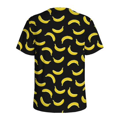 Black And Yellow Banana Pattern Print Men's Sports T-Shirt