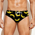 Black And Yellow Banana Pattern Print Men's Swim Briefs