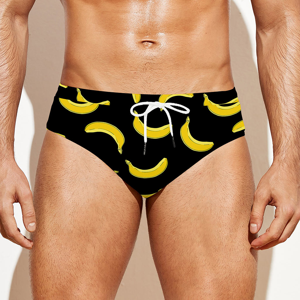 Black And Yellow Banana Pattern Print Men's Swim Briefs