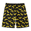 Black And Yellow Banana Pattern Print Men's Swim Trunks
