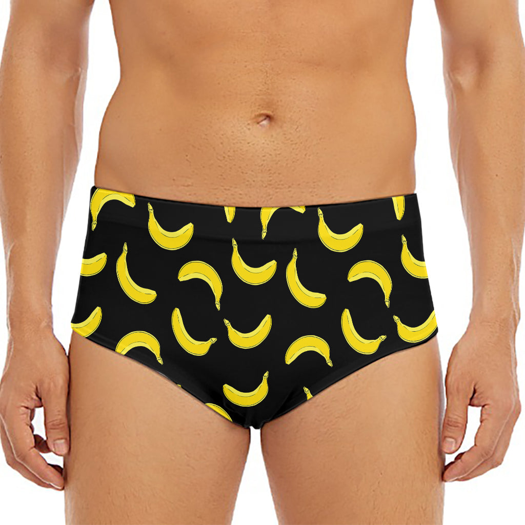Black And Yellow Banana Pattern Print Men's Triangle Swim Briefs