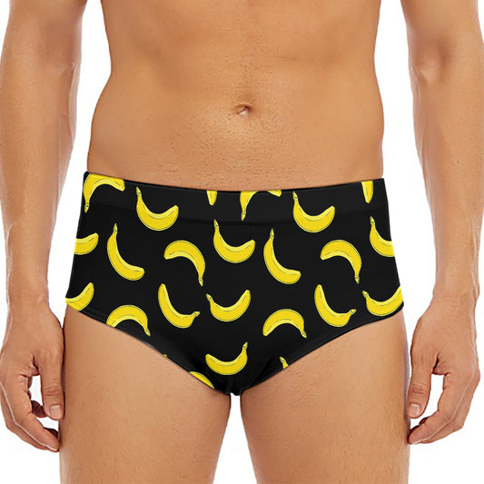 Black And Yellow Banana Pattern Print Men's Triangle Swim Briefs