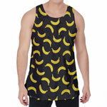 Black And Yellow Banana Pattern Print Men's Velvet Tank Top