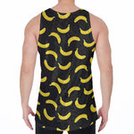 Black And Yellow Banana Pattern Print Men's Velvet Tank Top