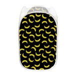 Black And Yellow Banana Pattern Print Mesh Laundry Hamper
