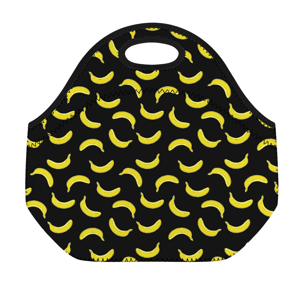 Black And Yellow Banana Pattern Print Neoprene Lunch Bag