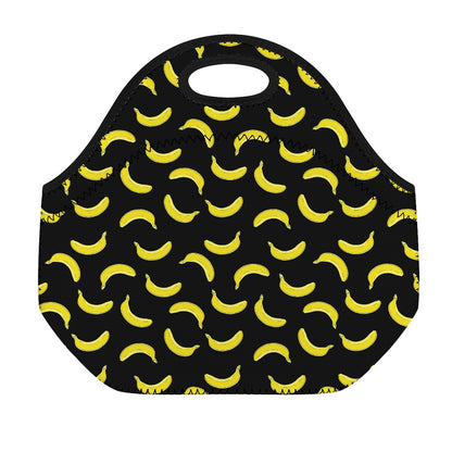 Black And Yellow Banana Pattern Print Neoprene Lunch Bag