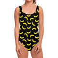 Black And Yellow Banana Pattern Print One Piece Swimsuit