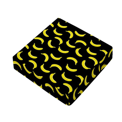 Black And Yellow Banana Pattern Print Outdoor Seat Cushion Cover