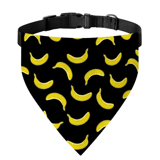 Black And Yellow Banana Pattern Print Over The Collar Dog Bandana