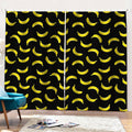 Black And Yellow Banana Pattern Print Pencil Pleat Curtains