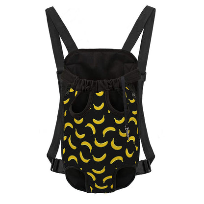 Black And Yellow Banana Pattern Print Pet Carrier Backpack