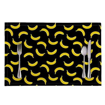 Black And Yellow Banana Pattern Print Placemat