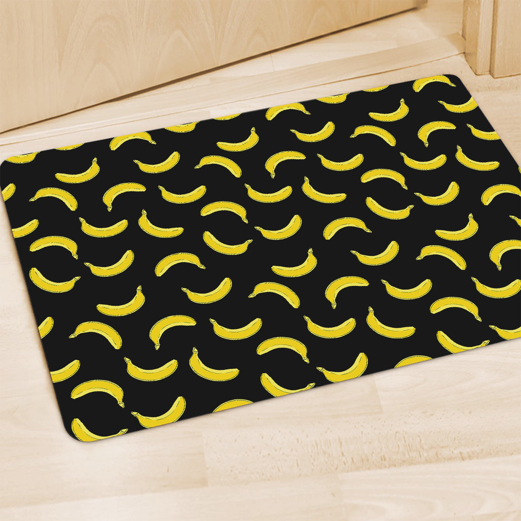 Black And Yellow Banana Pattern Print Polyester Doormat