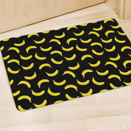 Black And Yellow Banana Pattern Print Polyester Doormat