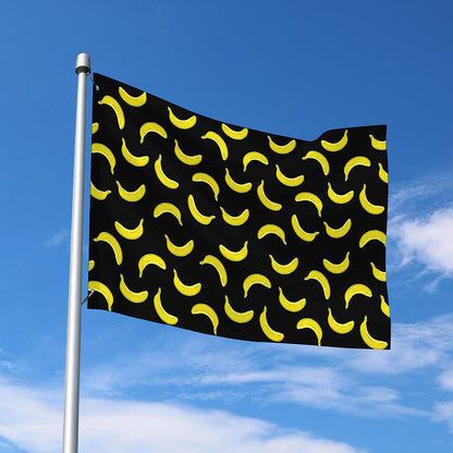 Black And Yellow Banana Pattern Print Polyester Flag