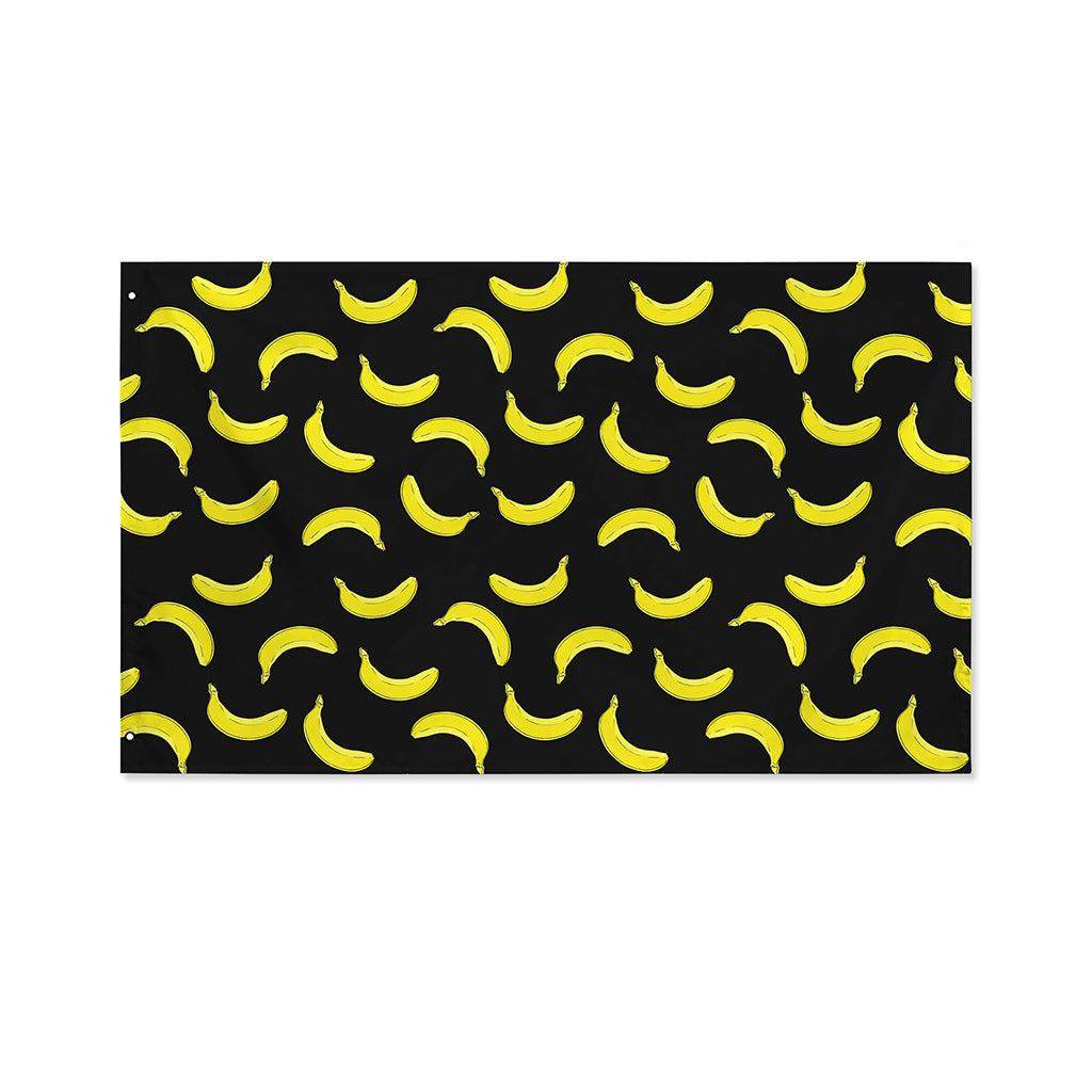 Black And Yellow Banana Pattern Print Polyester Flag