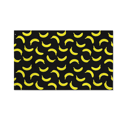 Black And Yellow Banana Pattern Print Polyester Flag