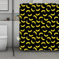 Black And Yellow Banana Pattern Print Polyester Shower Curtain