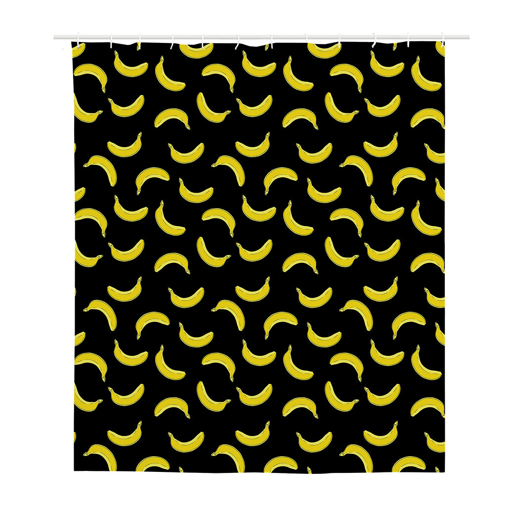 Black And Yellow Banana Pattern Print Polyester Shower Curtain