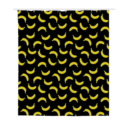 Black And Yellow Banana Pattern Print Polyester Shower Curtain