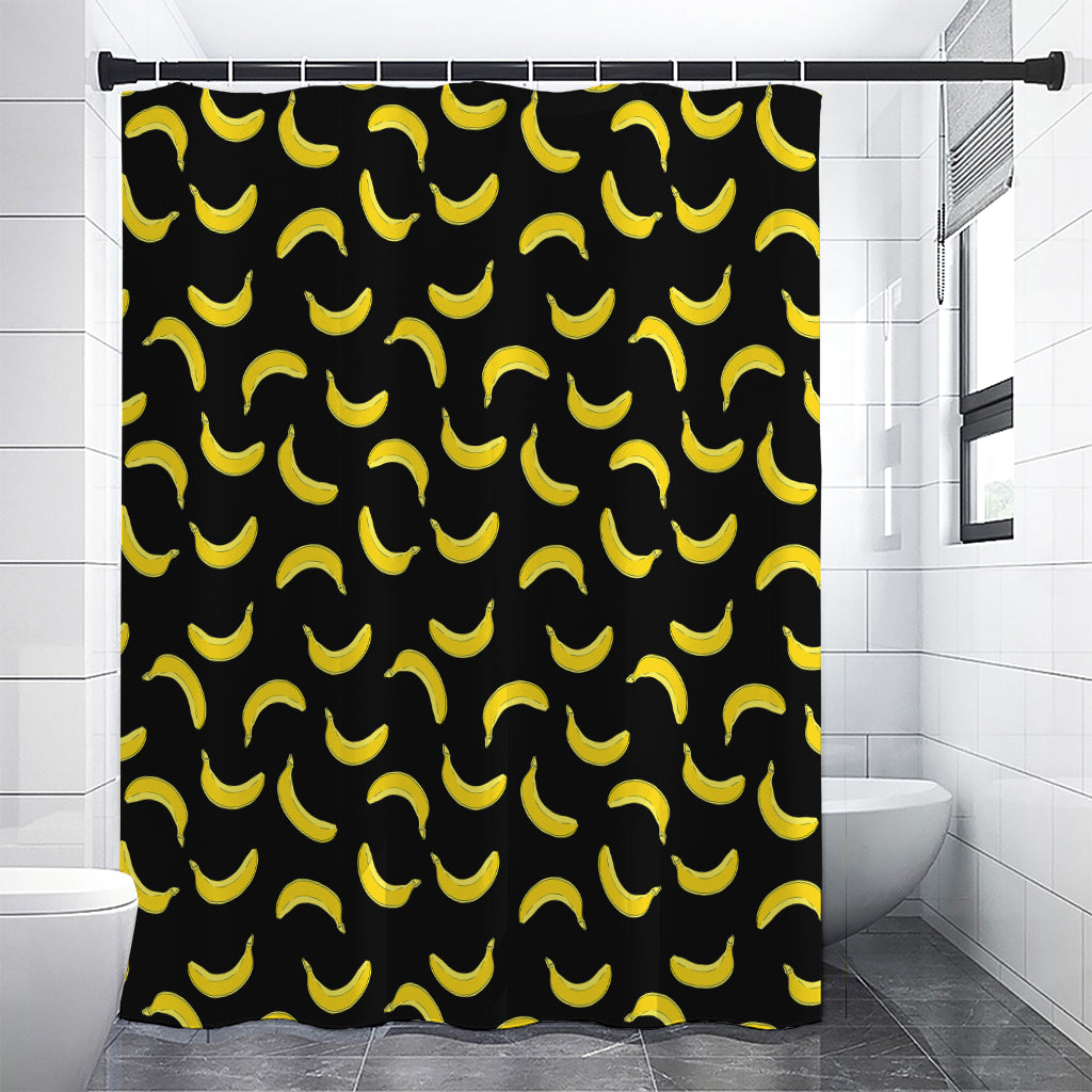 Black And Yellow Banana Pattern Print Premium Shower Curtain
