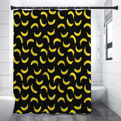 Black And Yellow Banana Pattern Print Premium Shower Curtain