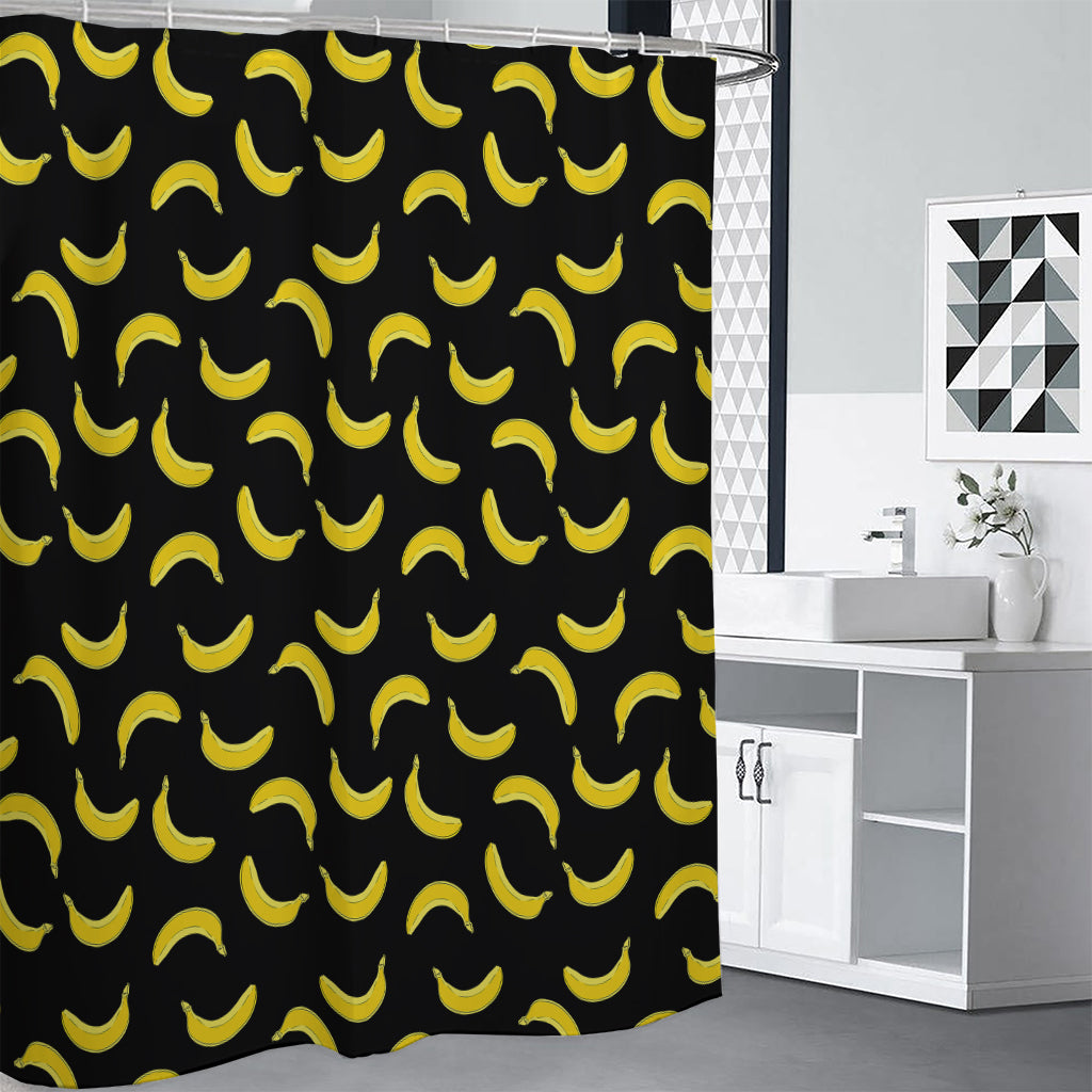 Black And Yellow Banana Pattern Print Premium Shower Curtain