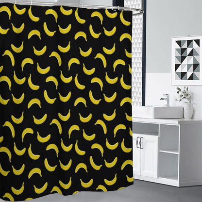 Black And Yellow Banana Pattern Print Premium Shower Curtain