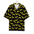 Black And Yellow Banana Pattern Print Rayon Hawaiian Shirt