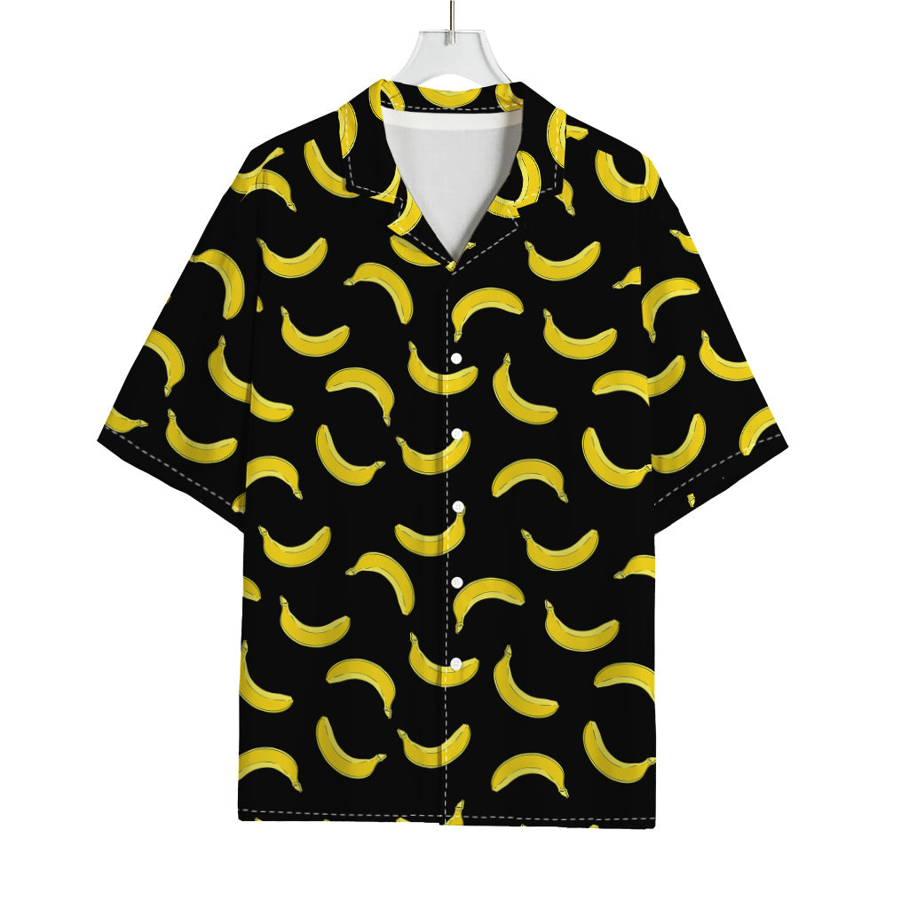Black And Yellow Banana Pattern Print Rayon Hawaiian Shirt