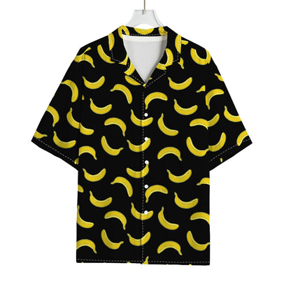 Black And Yellow Banana Pattern Print Rayon Hawaiian Shirt