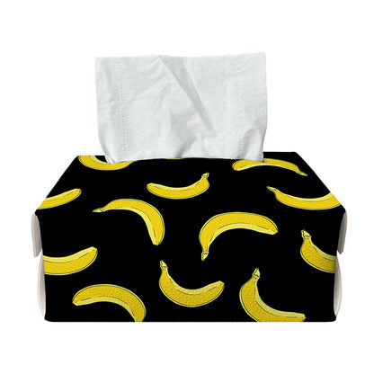 Black And Yellow Banana Pattern Print Rectangle Tissue Box Cover