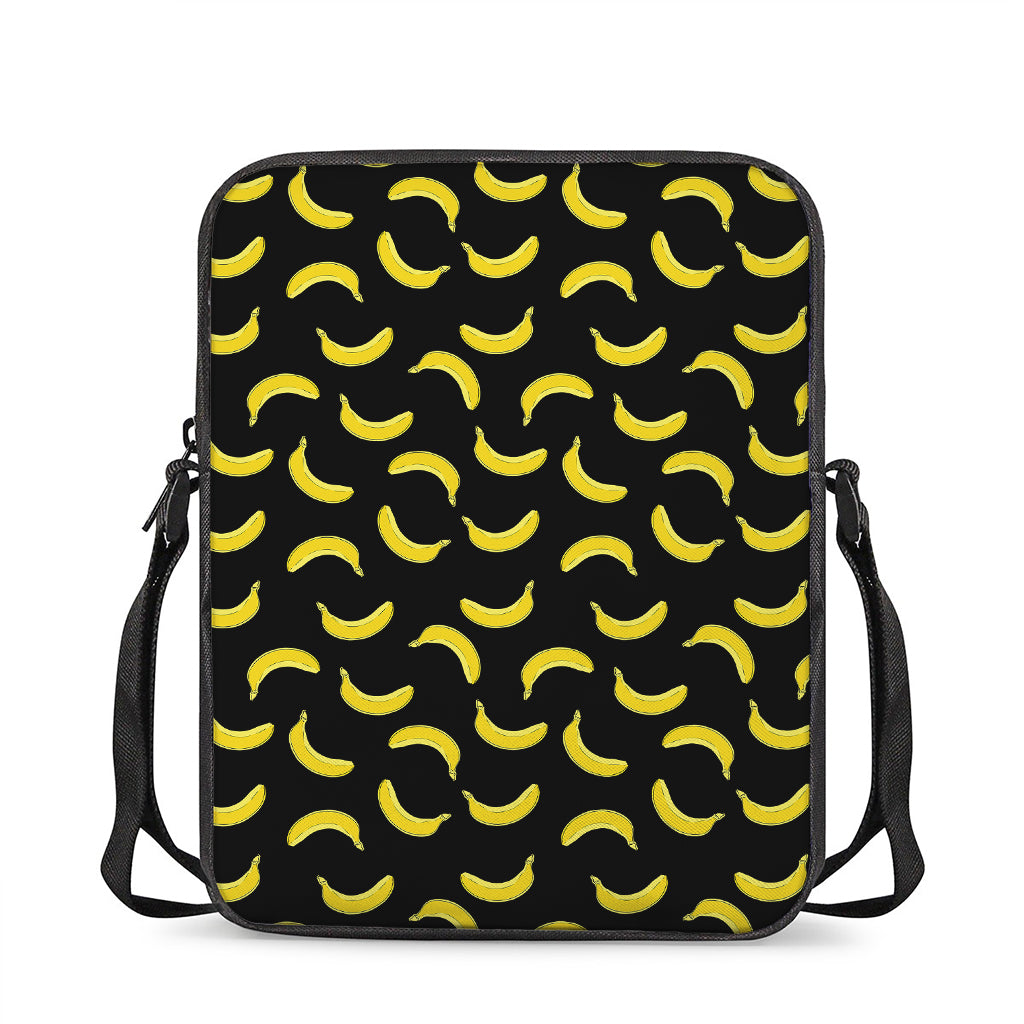 Black And Yellow Banana Pattern Print Rectangular Crossbody Bag