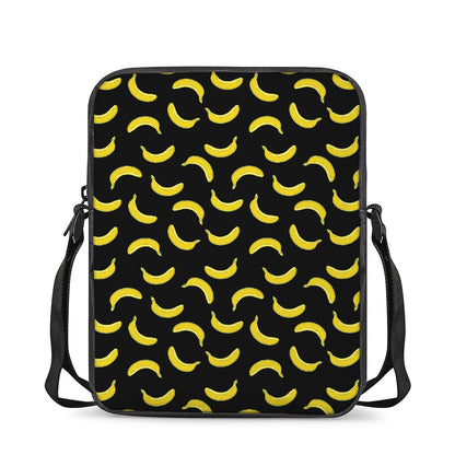 Black And Yellow Banana Pattern Print Rectangular Crossbody Bag