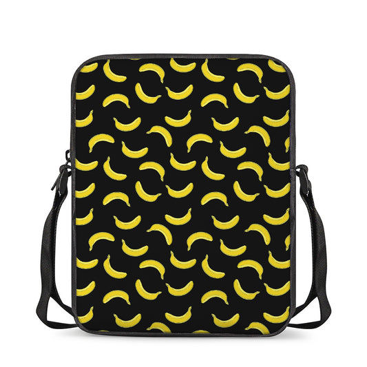 Black And Yellow Banana Pattern Print Rectangular Crossbody Bag
