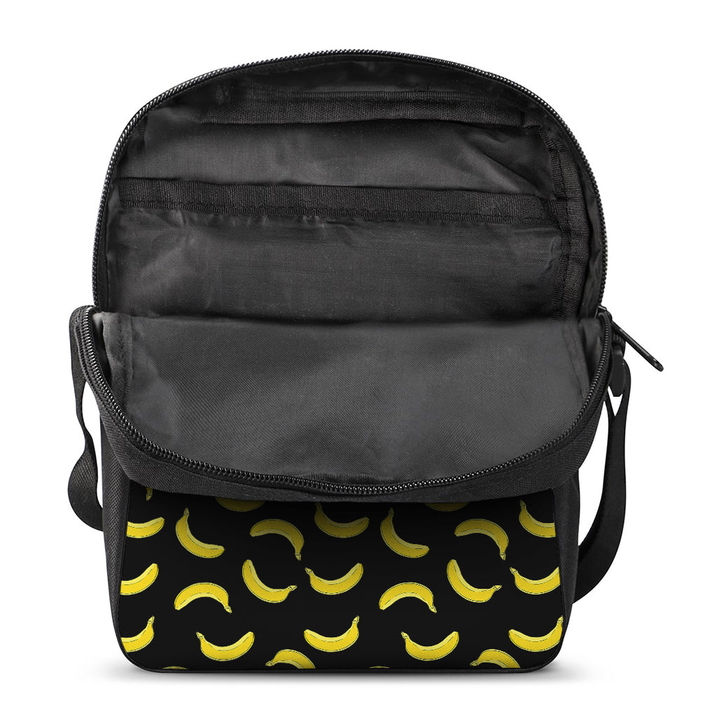 Black And Yellow Banana Pattern Print Rectangular Crossbody Bag