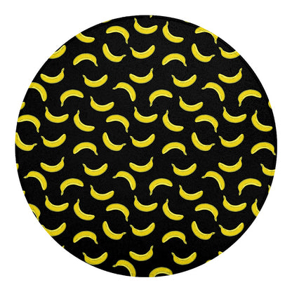 Black And Yellow Banana Pattern Print Round Blanket