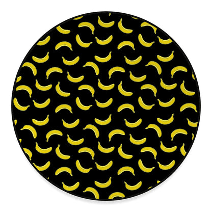 Black And Yellow Banana Pattern Print Round Floor Mat
