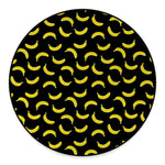 Black And Yellow Banana Pattern Print Round Floor Mat