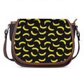 Black And Yellow Banana Pattern Print Saddle Bag