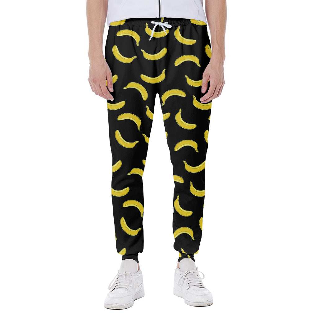 Black And Yellow Banana Pattern Print Scuba Joggers